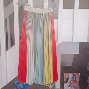 Alice&Olivia Rainbow Pleated Midi Skirt Sz2 EUC